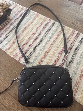 Rebecca Minkoff Black Quilted Crossbody Bag with Stud Detail